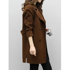 Double-Breasted Mid-Length Notched Lapel Trench Coat