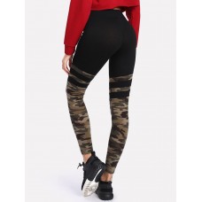 Camouflage Patchwork Thin Print Leggings