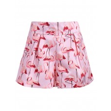 Flamingo Print Shirred Women's Shorts