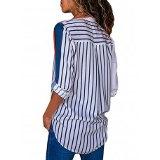 Best Seller Contrast Color Striped Long Sleeve Shirt