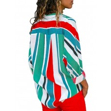 Contrast Color Striped Women's Shirt