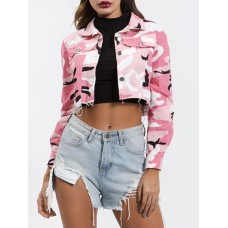 Camouflage Single breasted Button Denim Print Women's Jacket