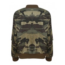 Camouflage Stand Collar Long Sleeve Jacket