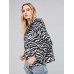 Zebra-Stripe Hooded Slim Fit Women's Jacket