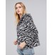 Zebra-Stripe Hooded Slim Fit Women's Jacket