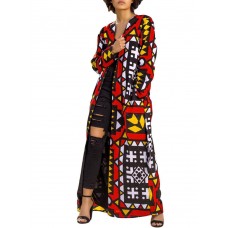 Casual Printed  Long Trench Coat