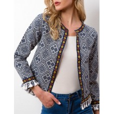 Fashion Ethnic Style Stitching tassel Women's Jacket